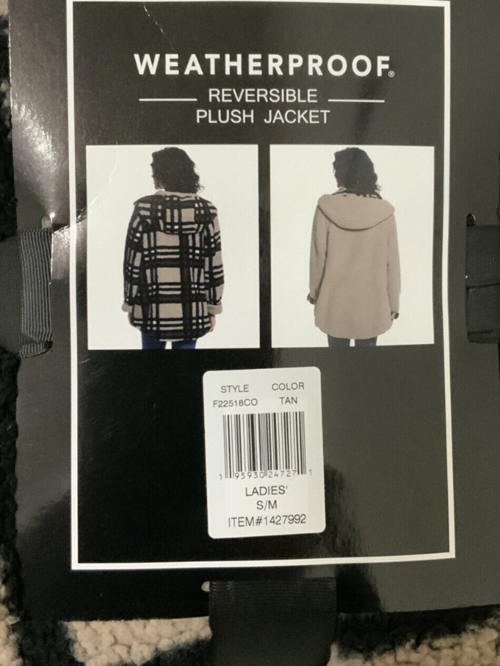 Weatherproof Ladies' Reversible Plush Hooded Jacket - Color  Tan  Size (S/M)